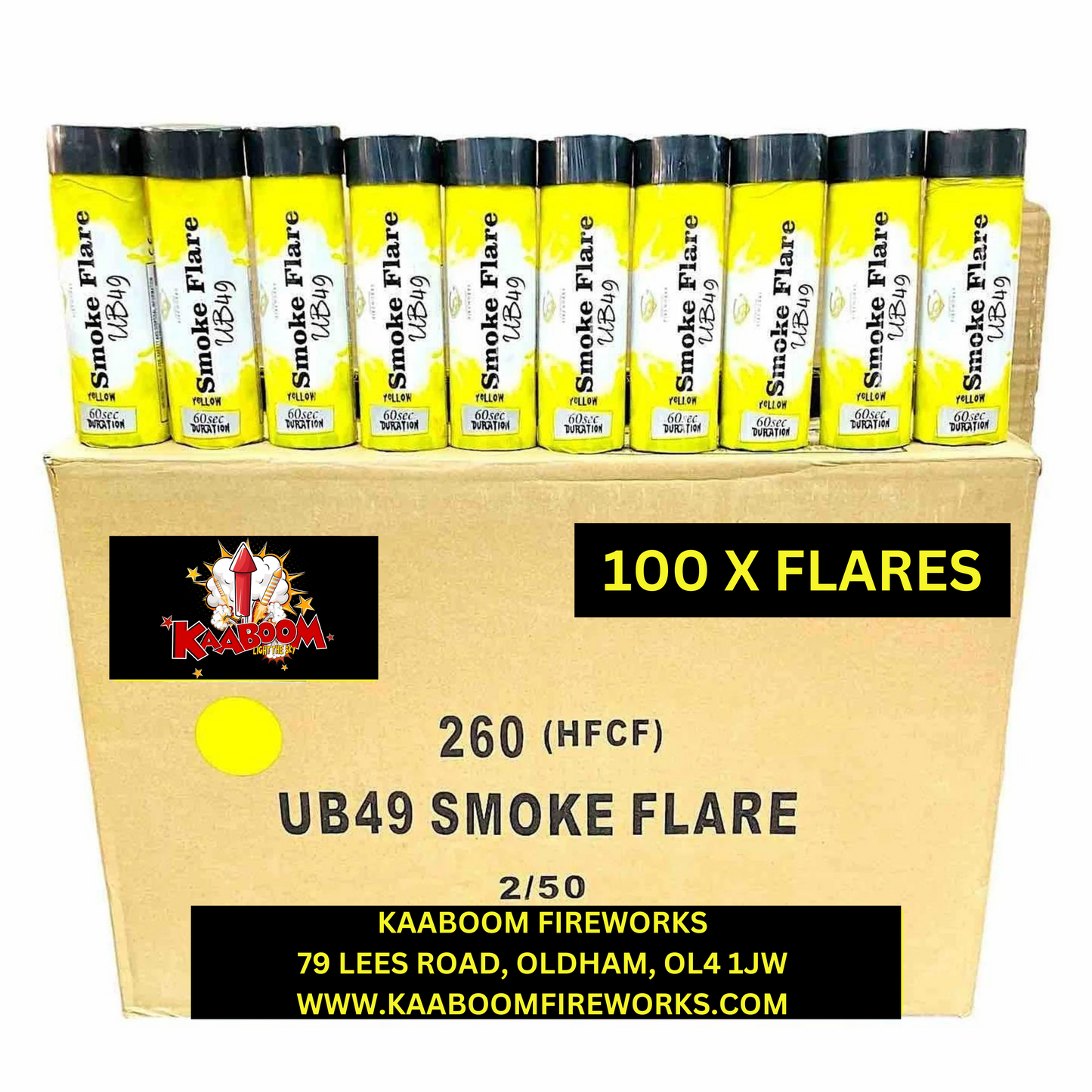 100 x Yellow Smoke Grenades (60 seconds) - 100 x £3.00 each - wholesale smoke flares