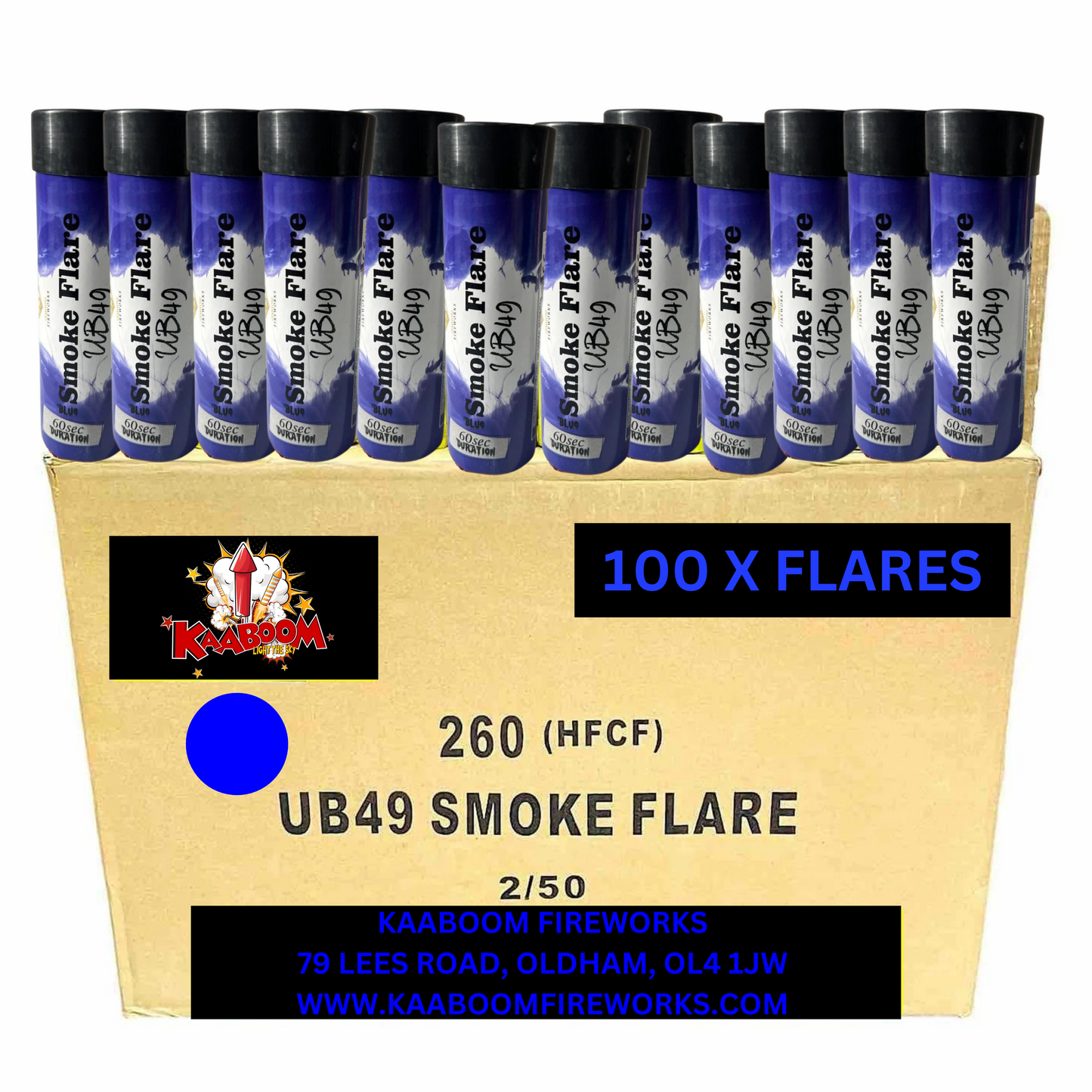 100 x Blue Smoke Grenades (60 seconds) - 100 x £3.00 each - wholesale smoke flares