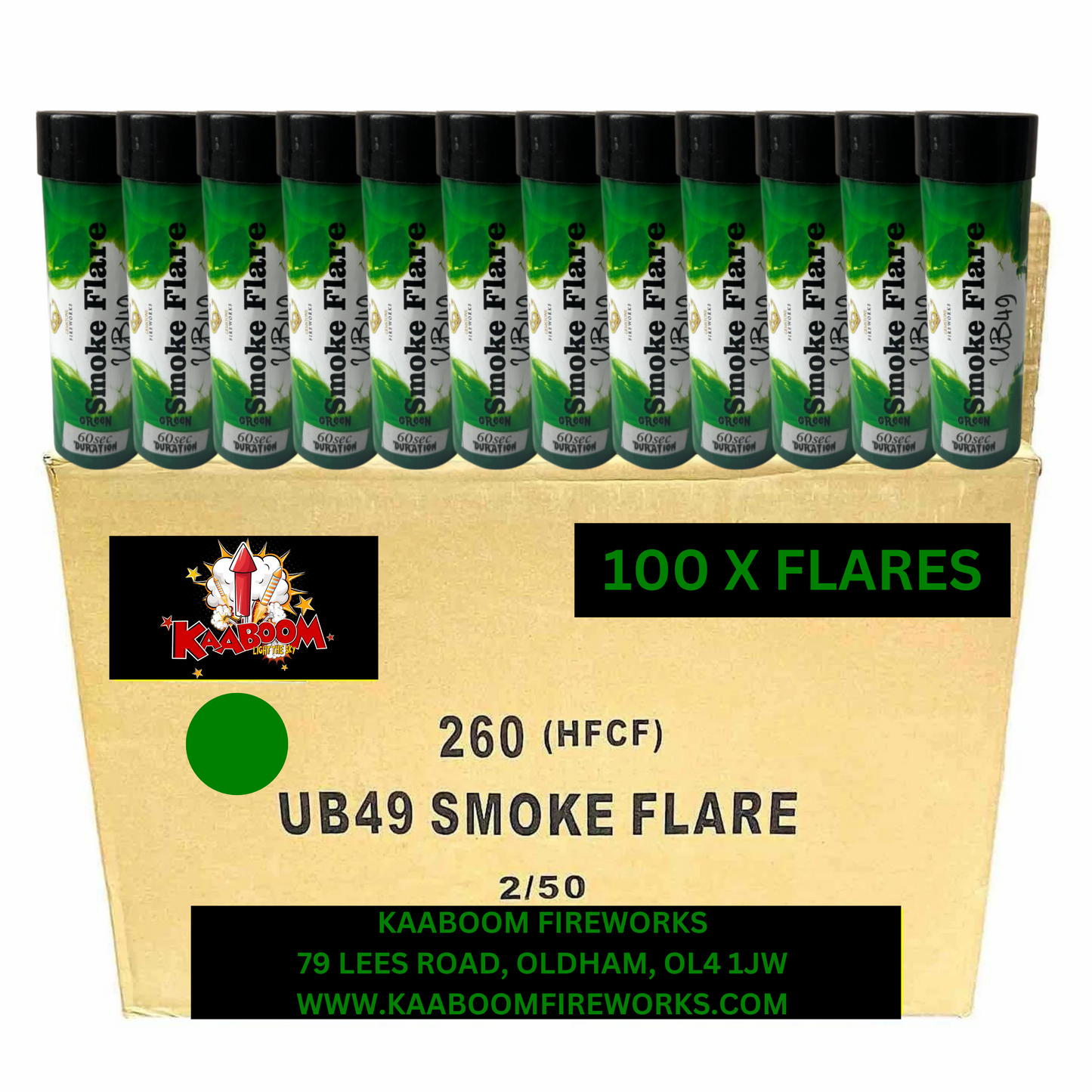 100 x Green Smoke Grenades (60 seconds) - 100 x £3.00 each - wholesale smoke flares