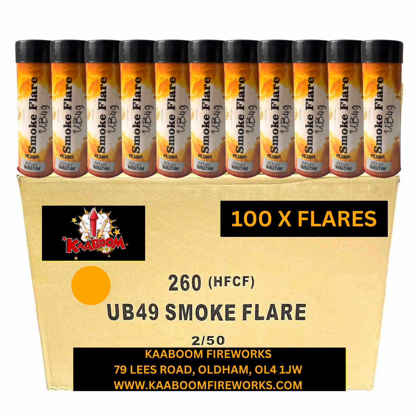 100 x Orange Smoke Grenades (60 seconds) - 100 x £3.00 each - wholesale smoke flares