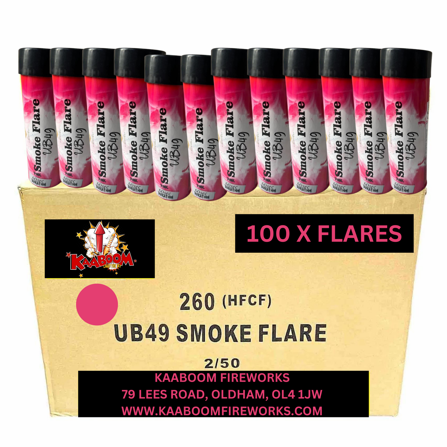 100 x Pink Smoke Grenades (60 seconds) - 100 x £3.00 each - wholesale smoke flares