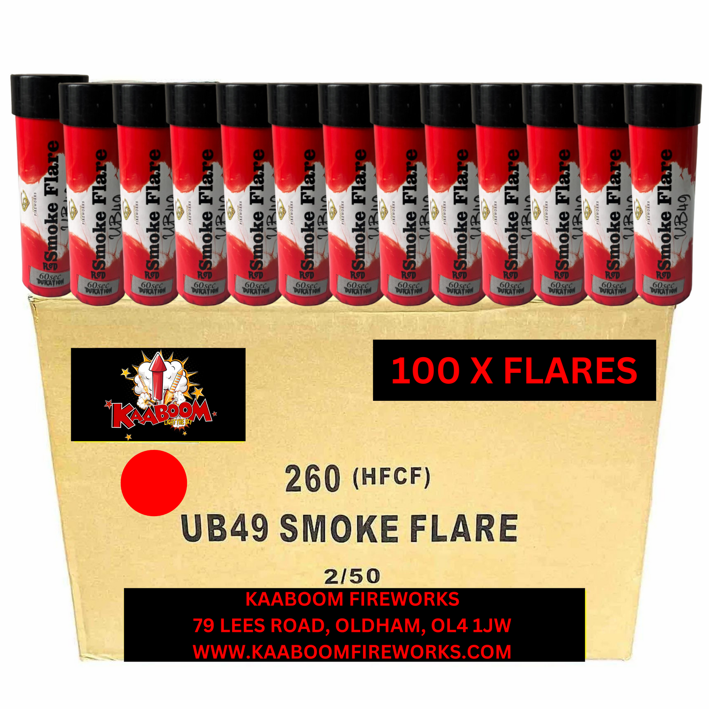 100 x Red Smoke Grenades (60 seconds) - 100 x £3.00 each - wholesale smoke flares