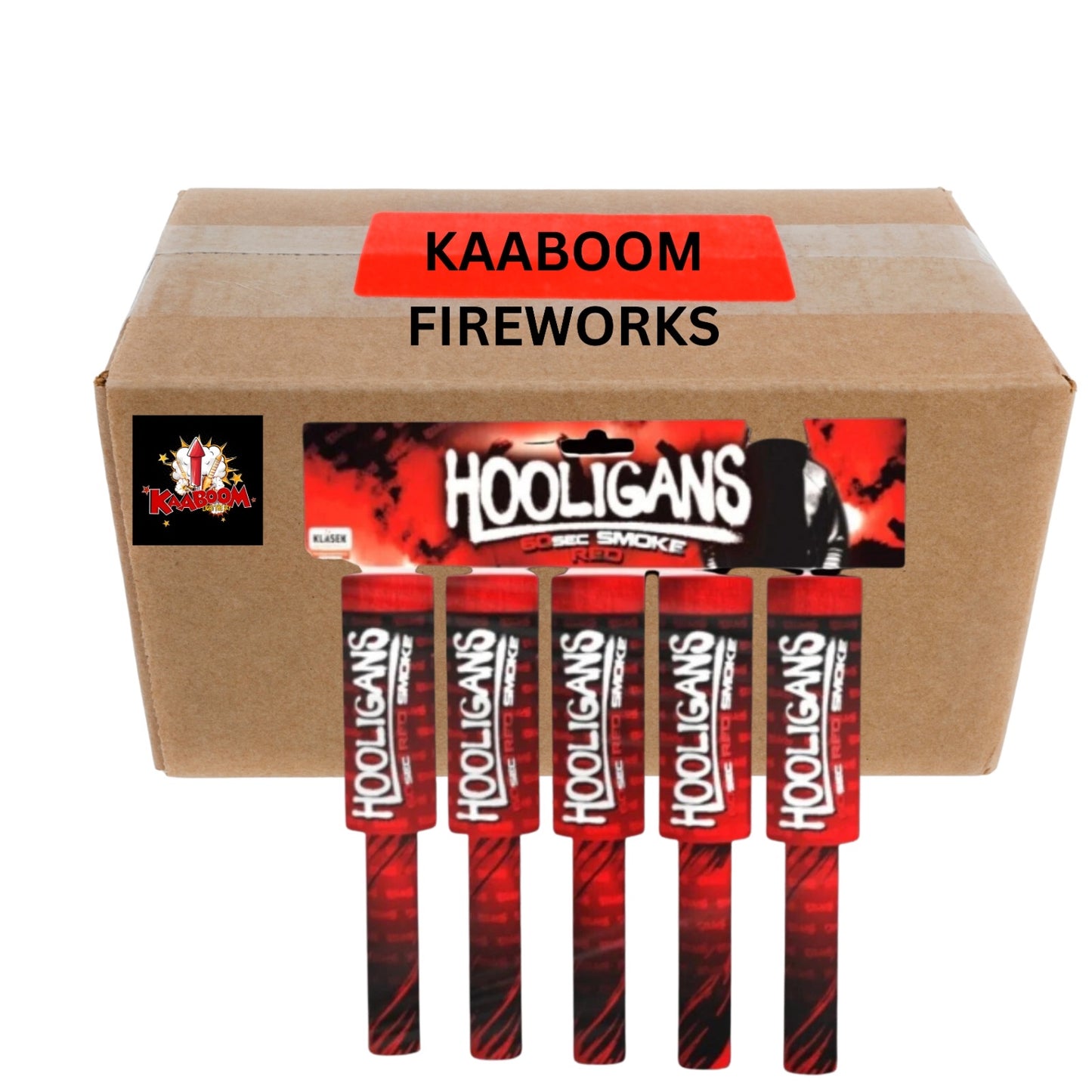 FULL CASE OF (RED) HOOLIGAN hand held smoke flare (20 Packs of 5) - IN STORE ONLY - Wholesale Hooligan Smoke Flares